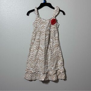 Crazy‎ 8 Kids Girls Beige Stripe Dress Summer Size S(5/6).